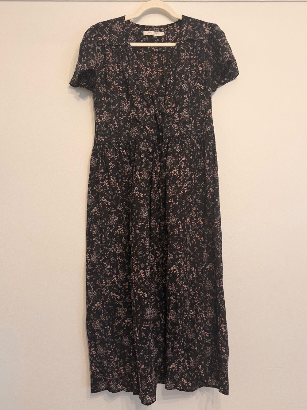 Christy Dawn Black Dawn Maxi Dress with Pink Floral Print